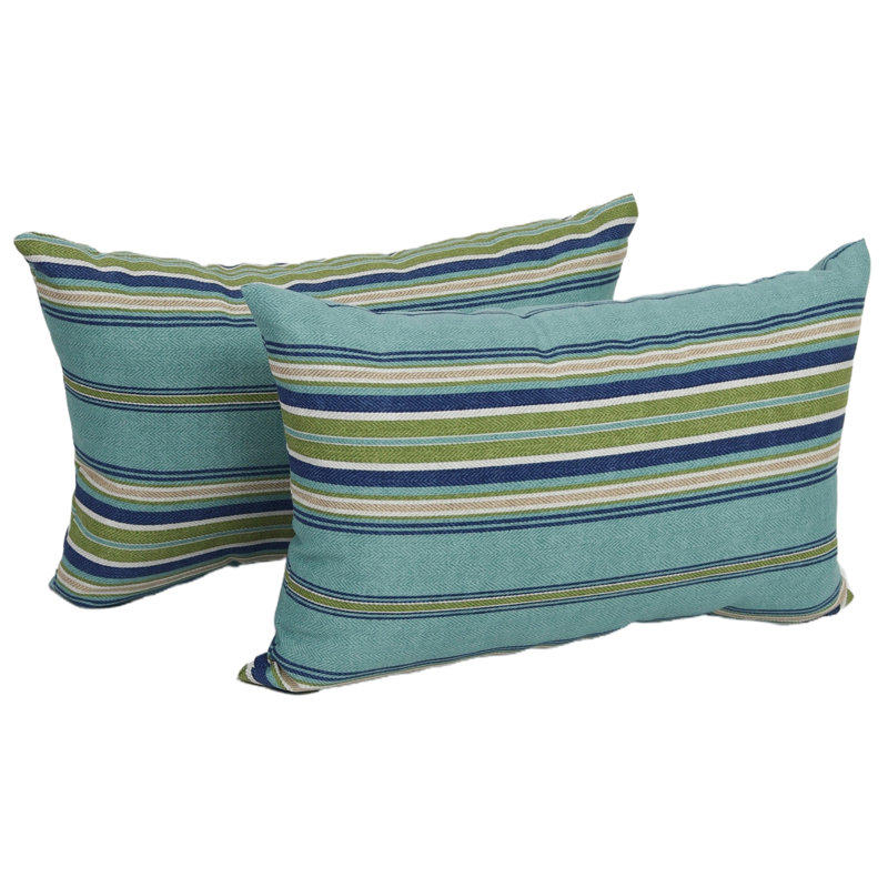 Striped Microsuede Outdoor Reversible Throw Pillow, Terrace Breeze