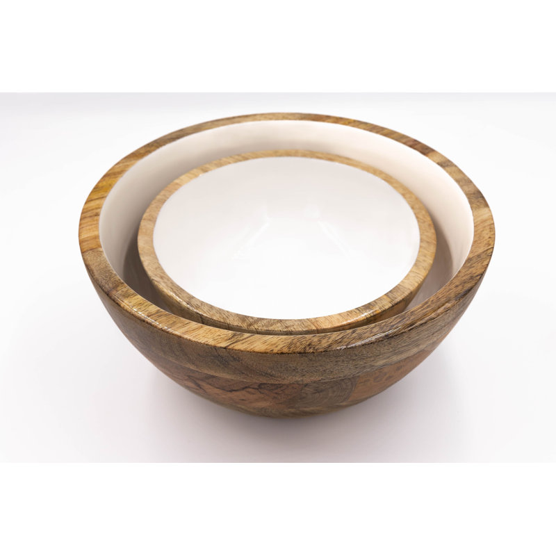  Petits et moyens bols de service en bois de manguier Wood + White