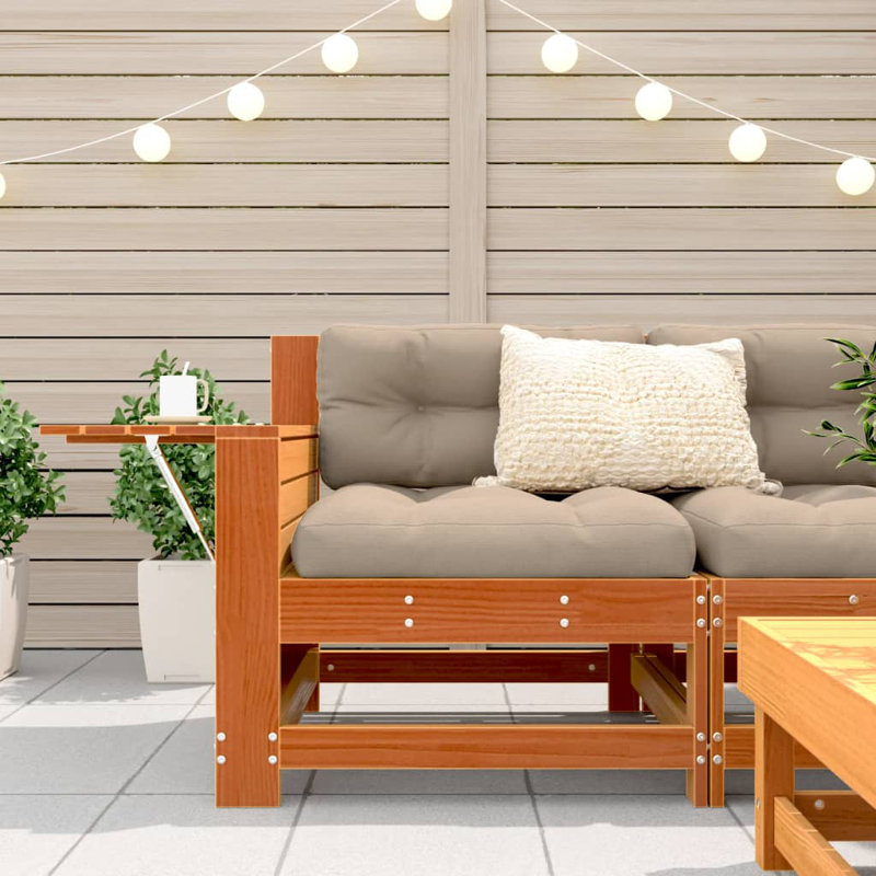 Beca 69cm Wide Patio Sofa with Cushions, Wax Brown, Taupe