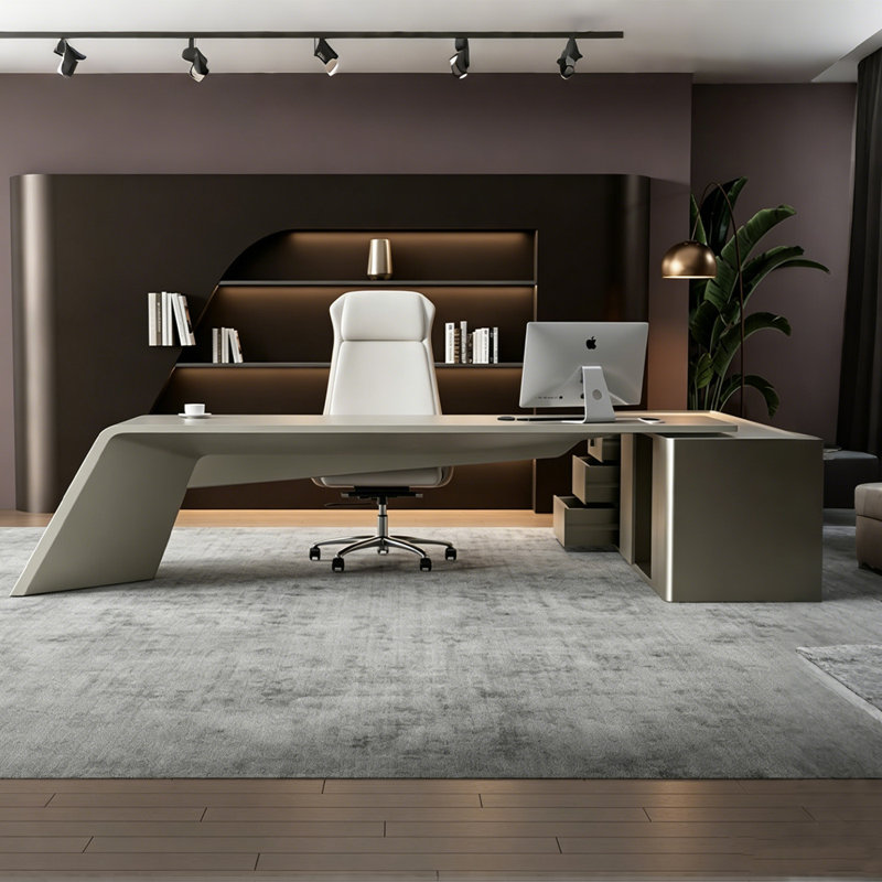Bureau de direction simple en forme de L 102,36 "argenté, 29.53" H x 102.36" W x 70.87" D