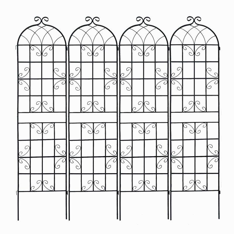 Ensemble de 2 treillis de jardin en métal 86,7 po antirouille pour plantes grimpantes, Noir