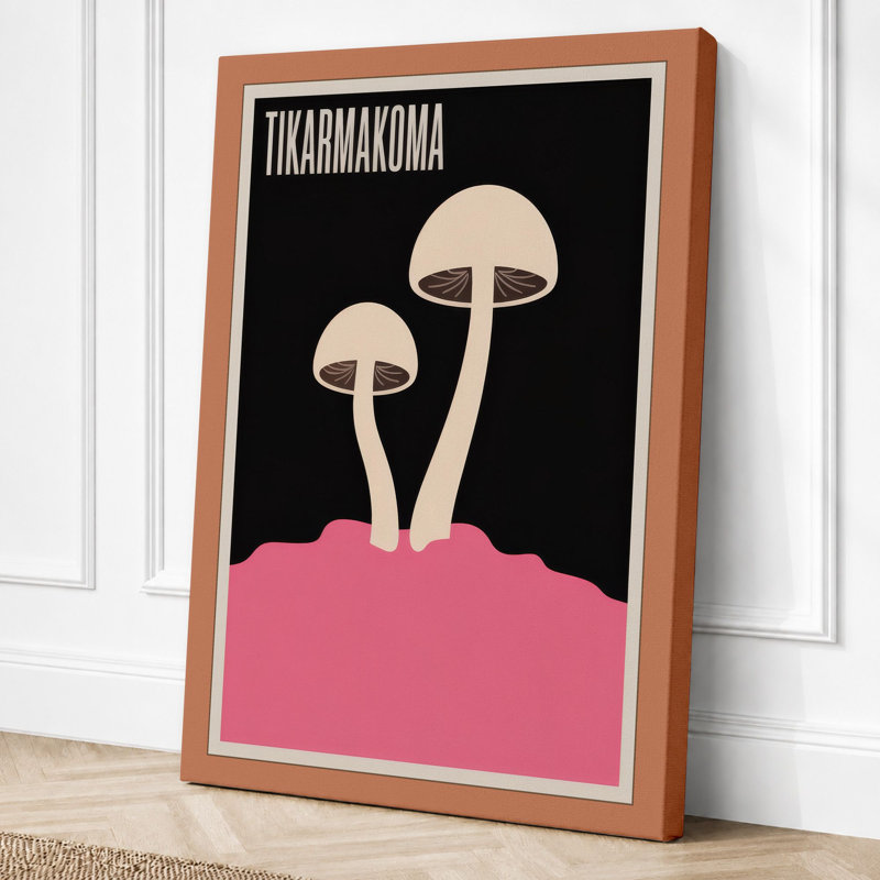 Mushroom Forms Mid-Century - Wrapped Canvas, 24x16 - 61.0 x 40.6 cm, Terracotta Border