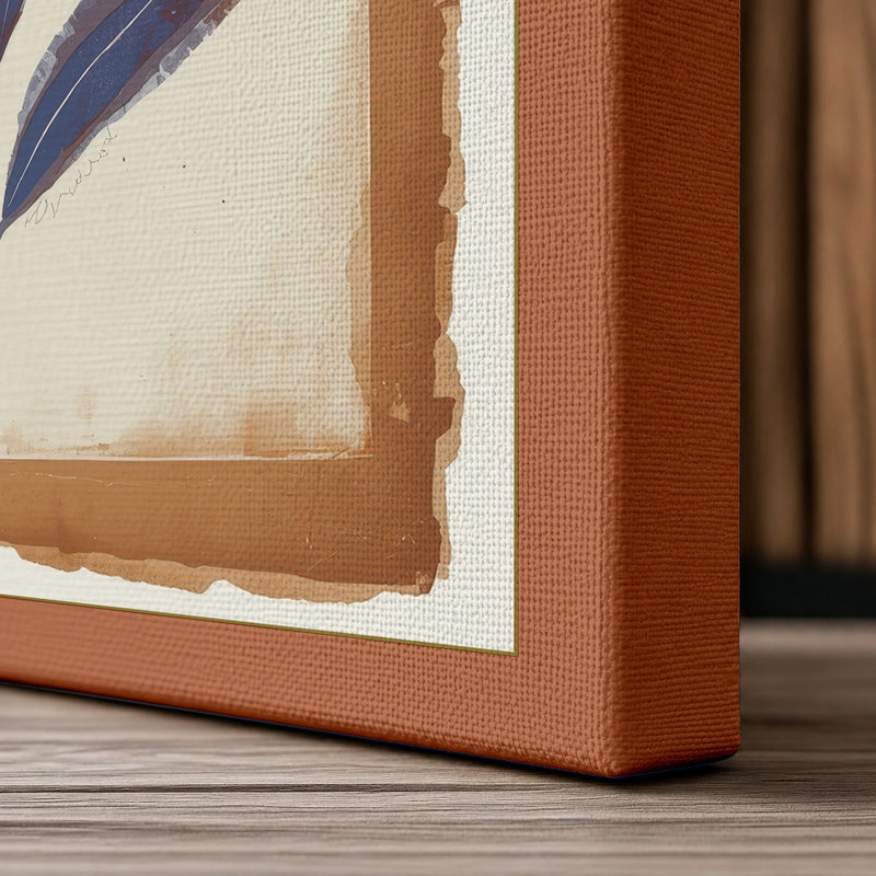 Burgundy Study Botanical - Wrapped Canvas, 24x16 - 61.0 x 40.6 cm, Terracotta Border