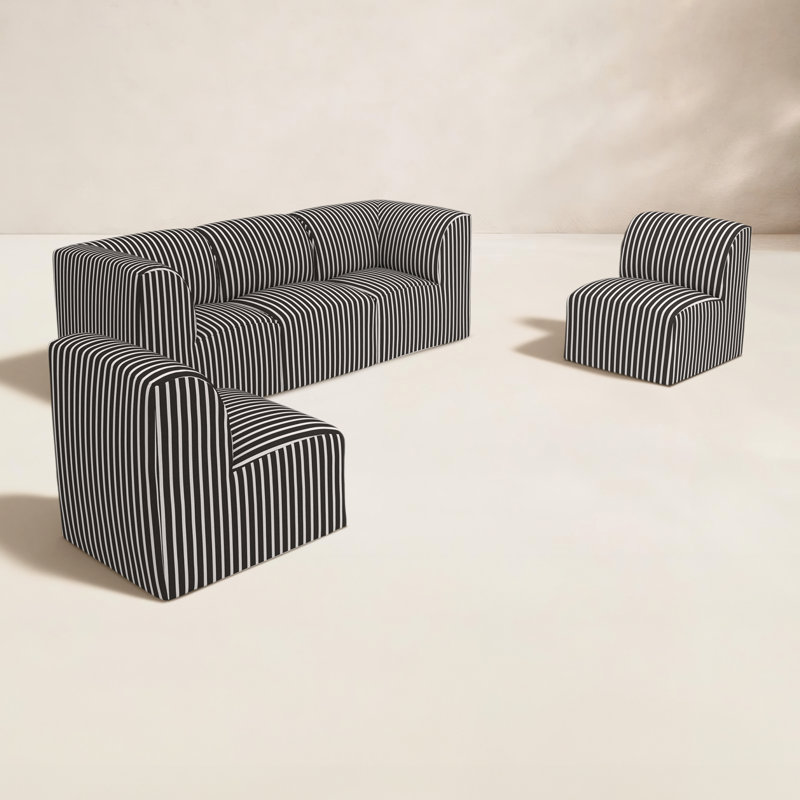 Eliana Sunbrella Outdoor Patio Secional Seating, Sunbrella Shore Classic