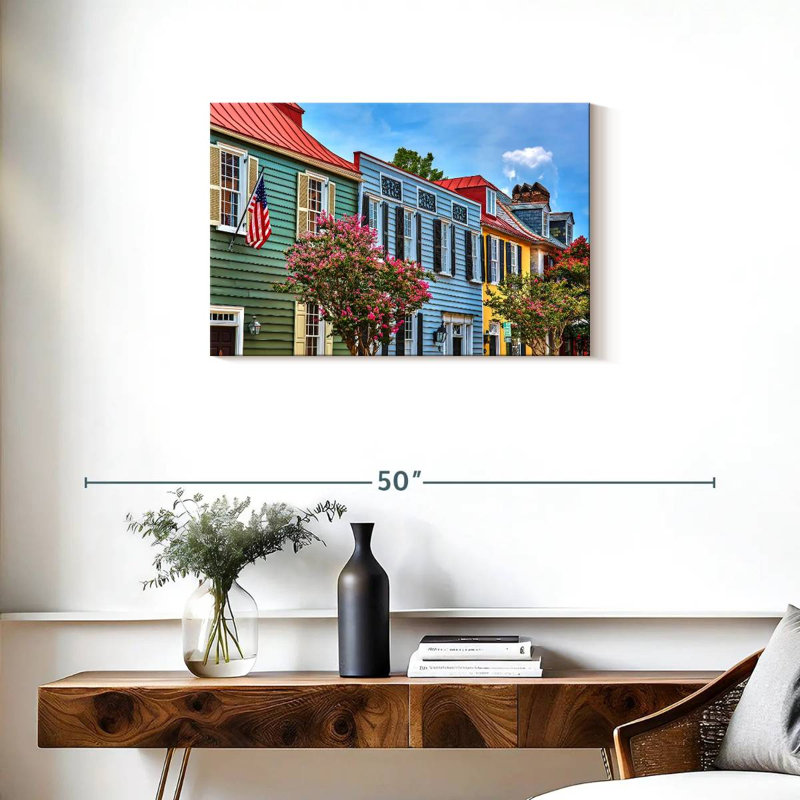 Ravi maisons colorées de Charleston, H 20 po x l 30 po