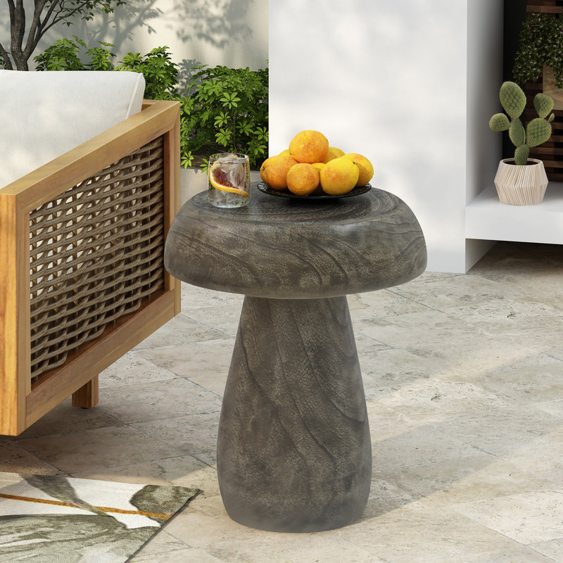 Table d'appoint Weather - Mushroom, couleur naturelle, design fantaisiste, pour la verdure, plateau de table de 13,2 po, matériau de 20,5 po de hauteur, forme, espaces intérieurs multifonctionnels, diamètre