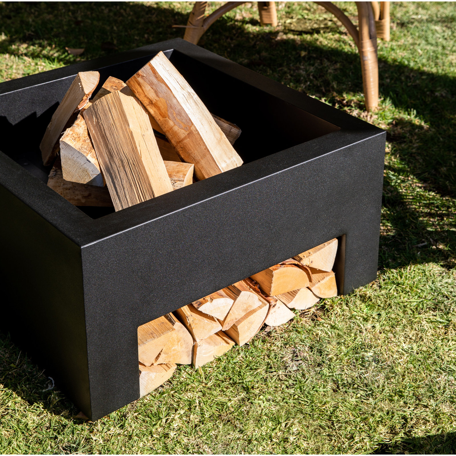 Square Outdoor Fire Pit, Black