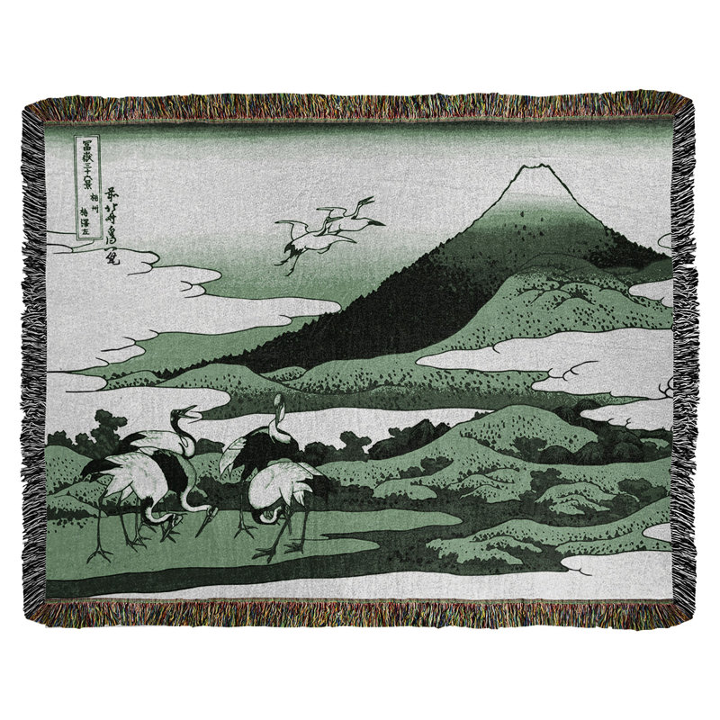 Jeté en coton pour grues japonaises lourdes, Vert/noir