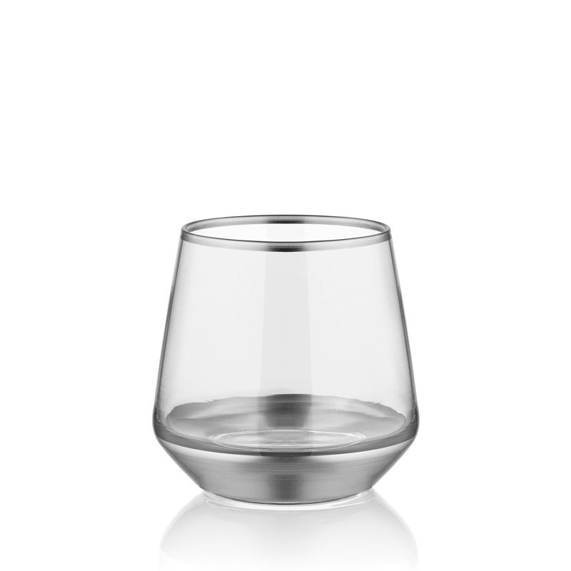 Prattville 445ml Handmade Drinking Glass Set, Silver