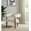 Chaise avec accoudoirs courbée 29 po en tissu crème et brun clair et bois
