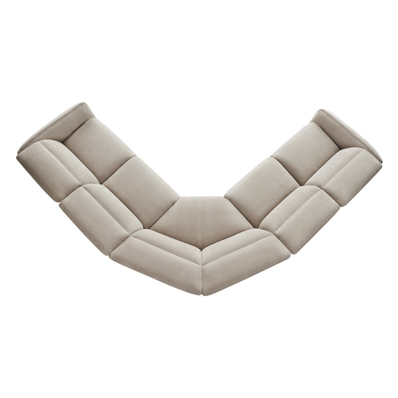 Bayne Upholstered Recliner Sectional, Elite Sand Chenille