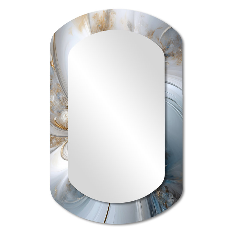 Cosmic Bliss Fractal Spiral - miroir mural asymétrique, miroir décoratif cylindrique moderne, 31 po x 19 po