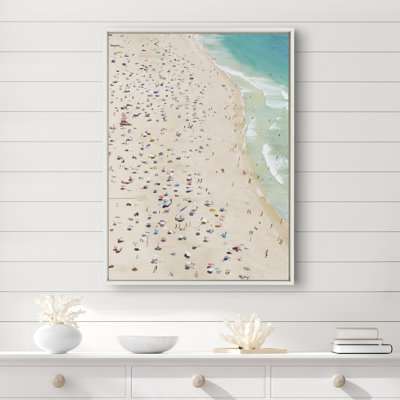 Crowded Beach from Above by Amy Peterson Framed Canvas Wall Art Print