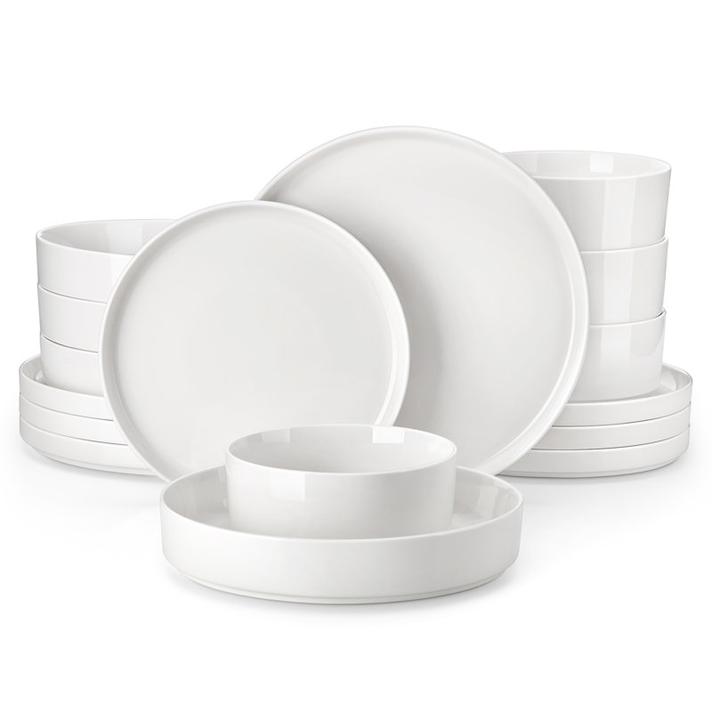 Piece Porcelain China Dinnerware Set - Service for 4, White