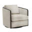 Fauteuil pivotant contemporain de 80 cm x 92 cm, chenille et bois massif, monobloc, taupe, pivotant à 360°