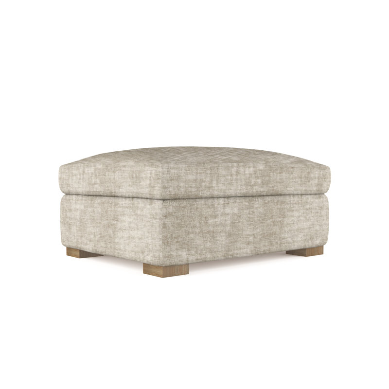 Crosby Ottoman, Plush Velvet Oyster, Dark Brown