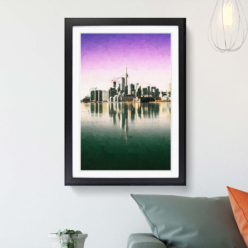 Skyline of Toronto in Canada in Abstract - Picture Frame Graphic Art Print, Black Framed, 48cm H x 36cm W x 2cm D