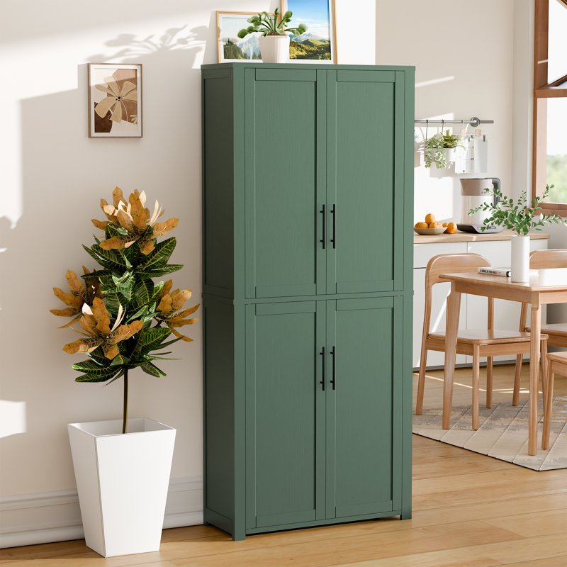 Armoire de rangement autoportante 67 po avec tablettes réglables, Vert, 1
