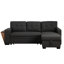 Canapé 3 sections gris foncé avec revêtement en lin - Rangement polyvalent pour chaise longue et tissu imperméable rembourré pour un look moderne-1969120564-1969120565