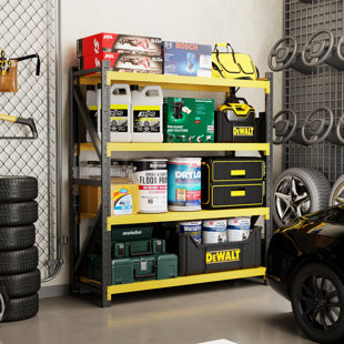 4-Tier Adjustable Garage Storage Shelves, 4400 Lbs Load Capacity Garage Shelving Heavy Duty, Utility Shelf For Garage, Warehouse, Basement
