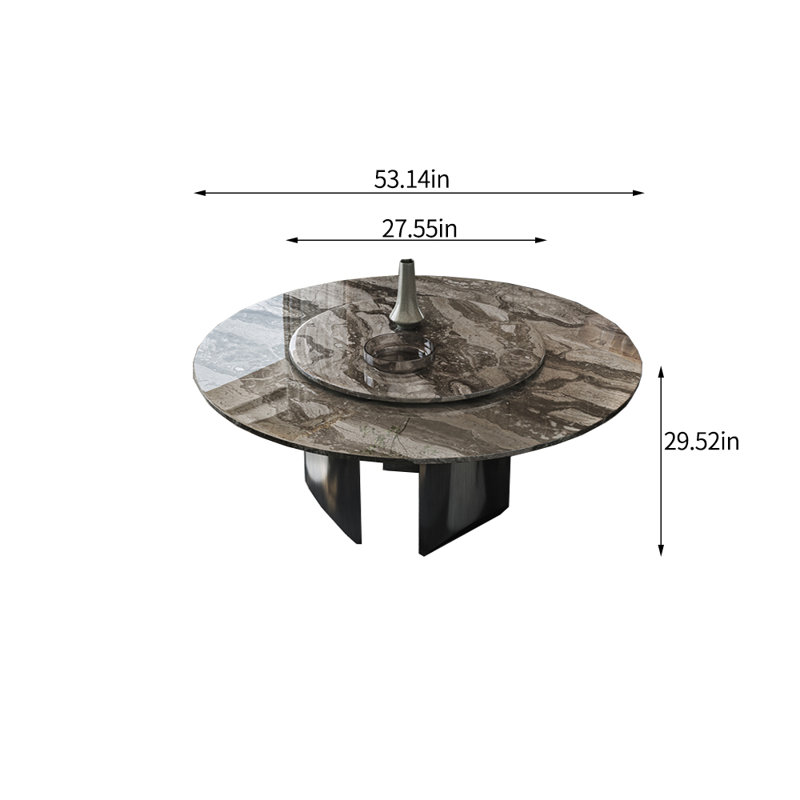 Modern simple luxury marble round dining table, 29.52"H x 53.14"L x 53.14"W