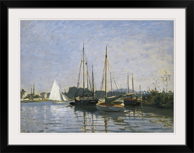 «Bateaux de plaisance, Argenteuil» par Claude Monet, reproduction d'art, Cadre noir, H 26 po x l 32 po x P 1 po