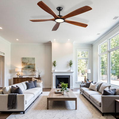 Ventilateur de plafond standard à DEL 5 pales 60 "avec télécommande et ensemble d'éclairage pour salon