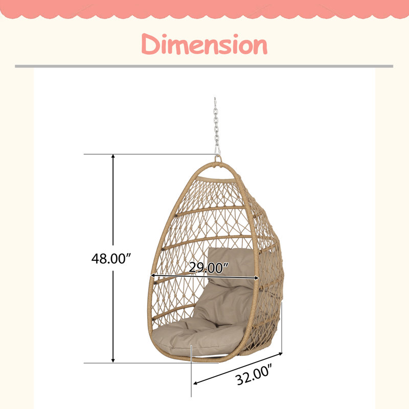 Chaise suspendue pliable, design moderne, Naturel