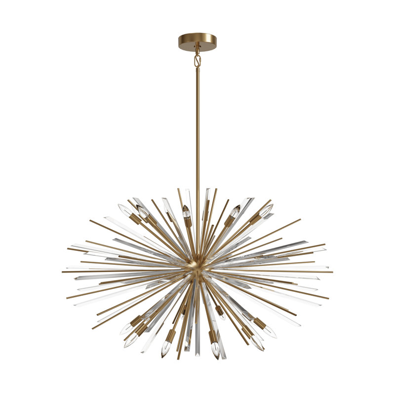 Palisades Ave. 18 - Light Chandelier, Antique Brass