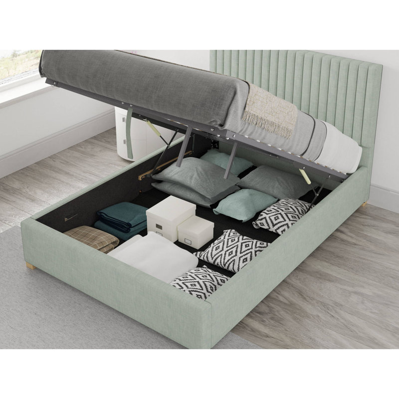 Chevy Upholstered Ottoman Storage Bed, Single (3'), Eau De Nil
