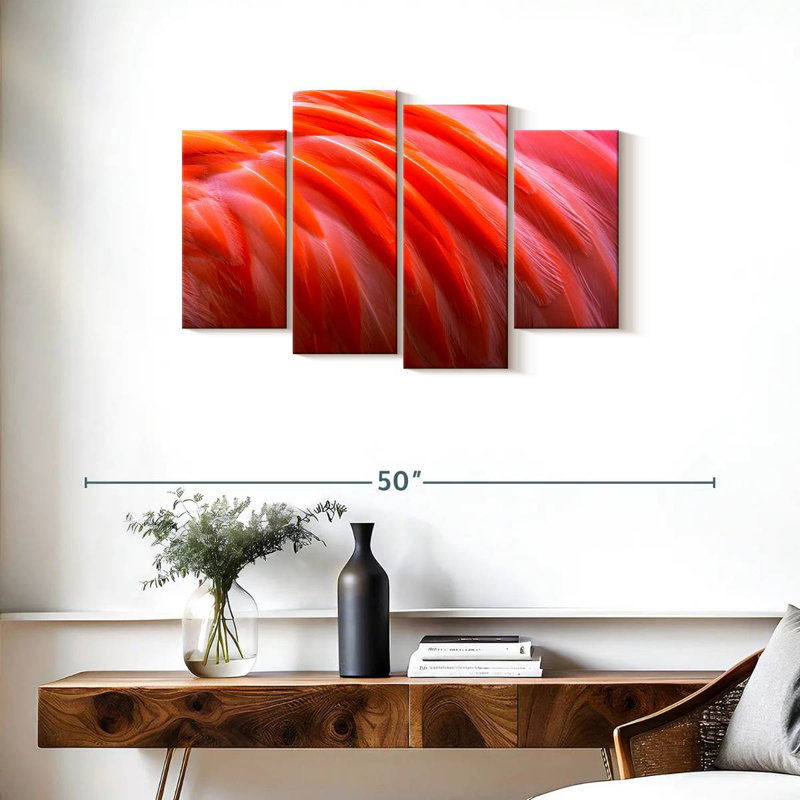 Plumes de flamant rose vif, H 22 po x l 36 po