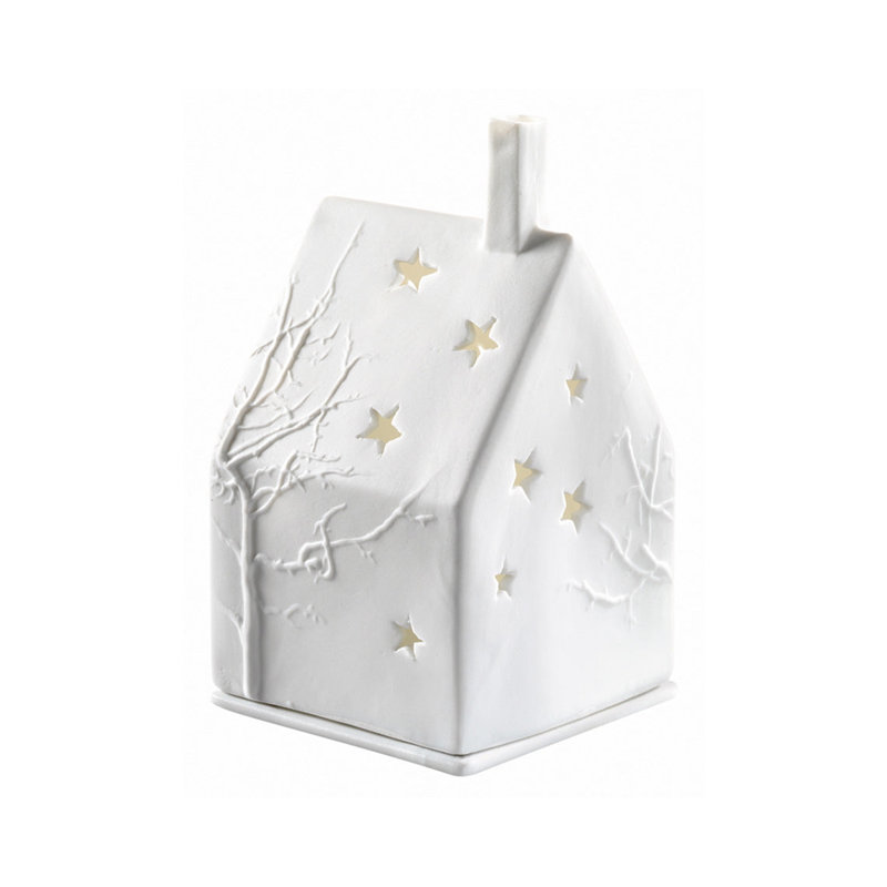 Maison de village en porcelaine - arbre / étoiles - 3,9 po