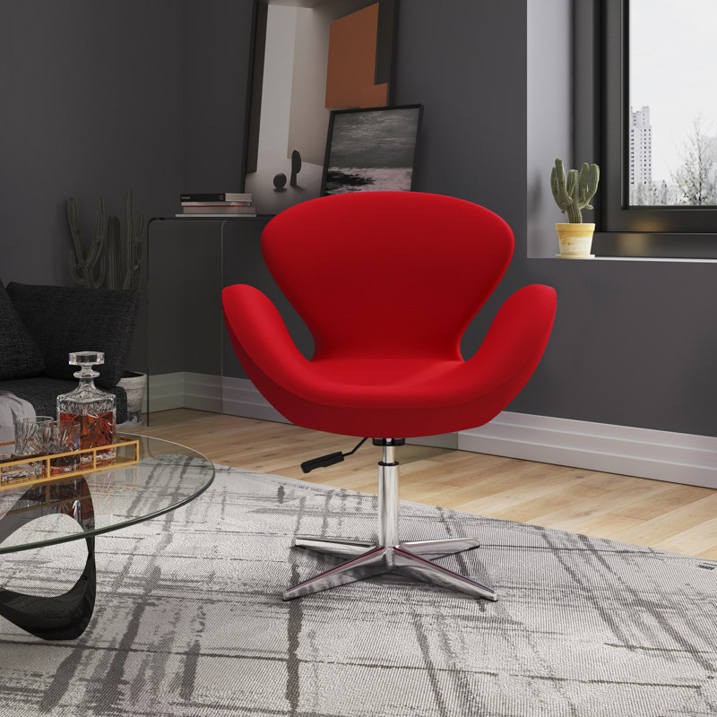 Fauteuil ballon pivotant rembourré en laine Raspberry, Rouge