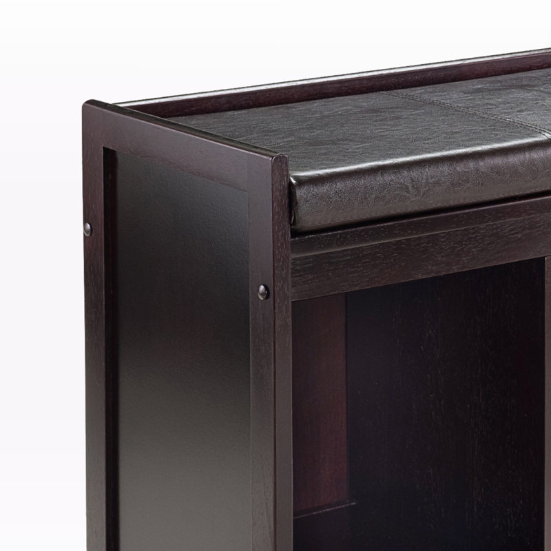 Banc de rangement en bois massif avec revêtement en similicuir Appolinaire, H 20,73 po x l 37,31 po x P 13,22 po