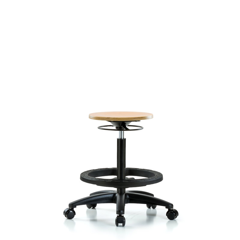 Alysa Adjustable Height Ergonomic Lab Stool with Footring Pedestal Base, Casters