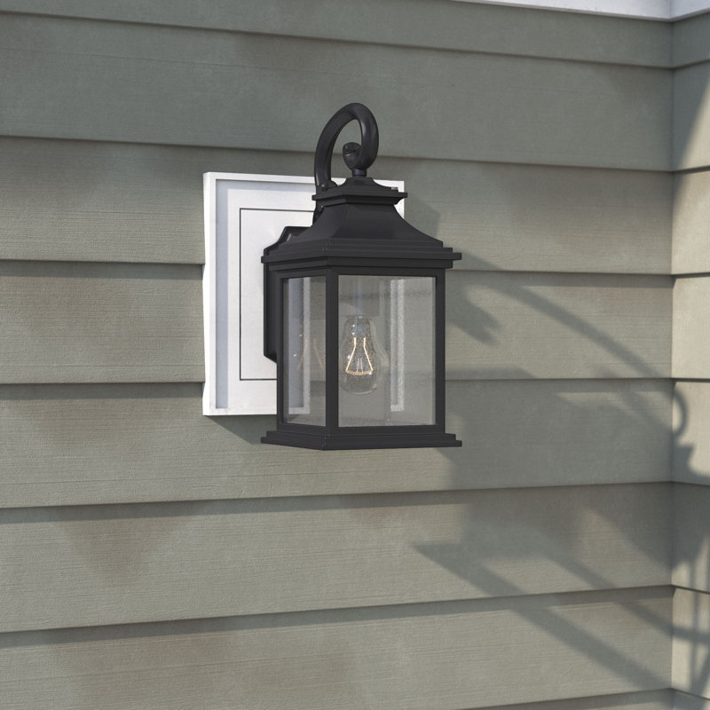 Black Traditional Outdoor Wall Light with Clear Glass Shade