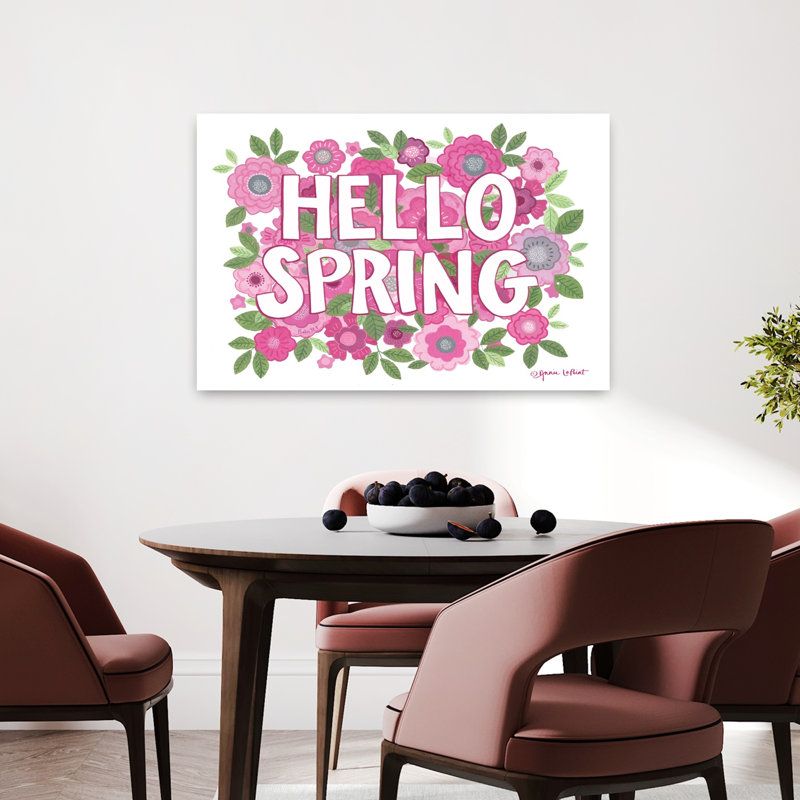 Hello Spring Contemporary Spring Flower Art, 24" H x 36" W