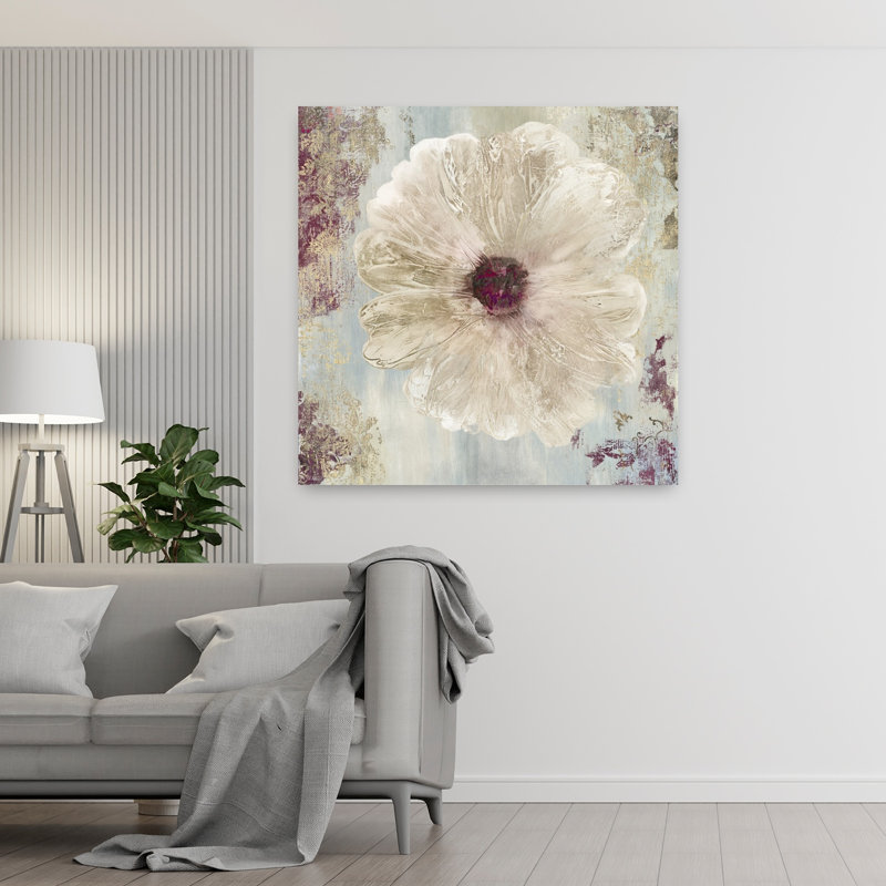 Ornemental, délicat, éthéré, fleur contemporaine, art naturel, H 48 po x l 48 po