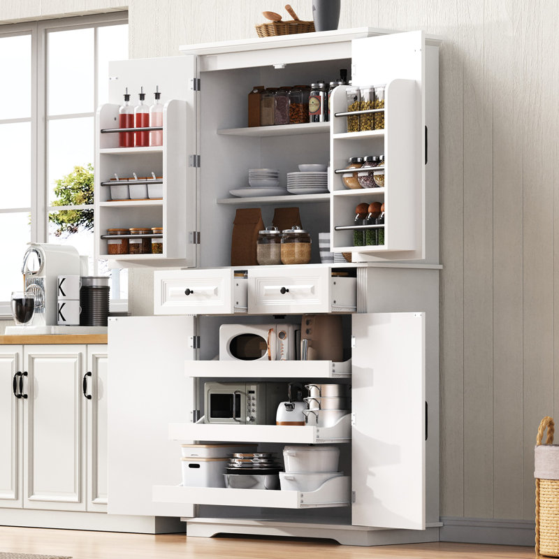 Classic Tall Kitchen Pantry Cabinet, White