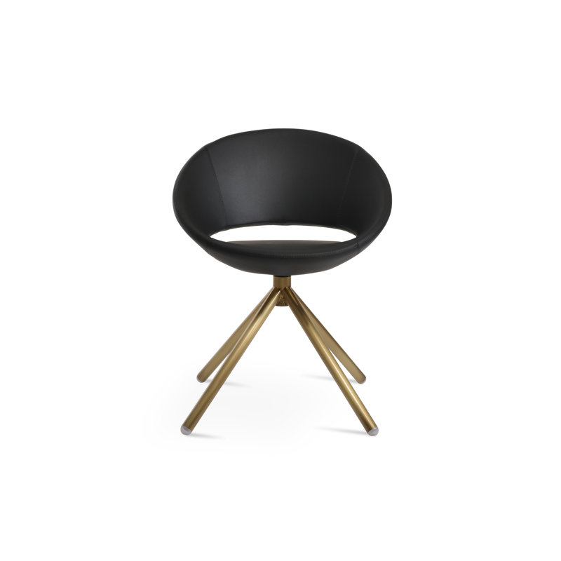 Fauteuil pivotant Crescent, Noir, Laiton