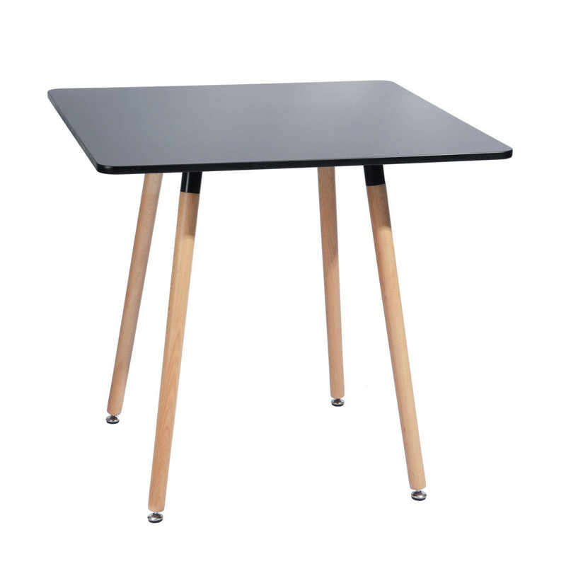  Table de salle à manger 32 "carrée noire et bois naturel, Black