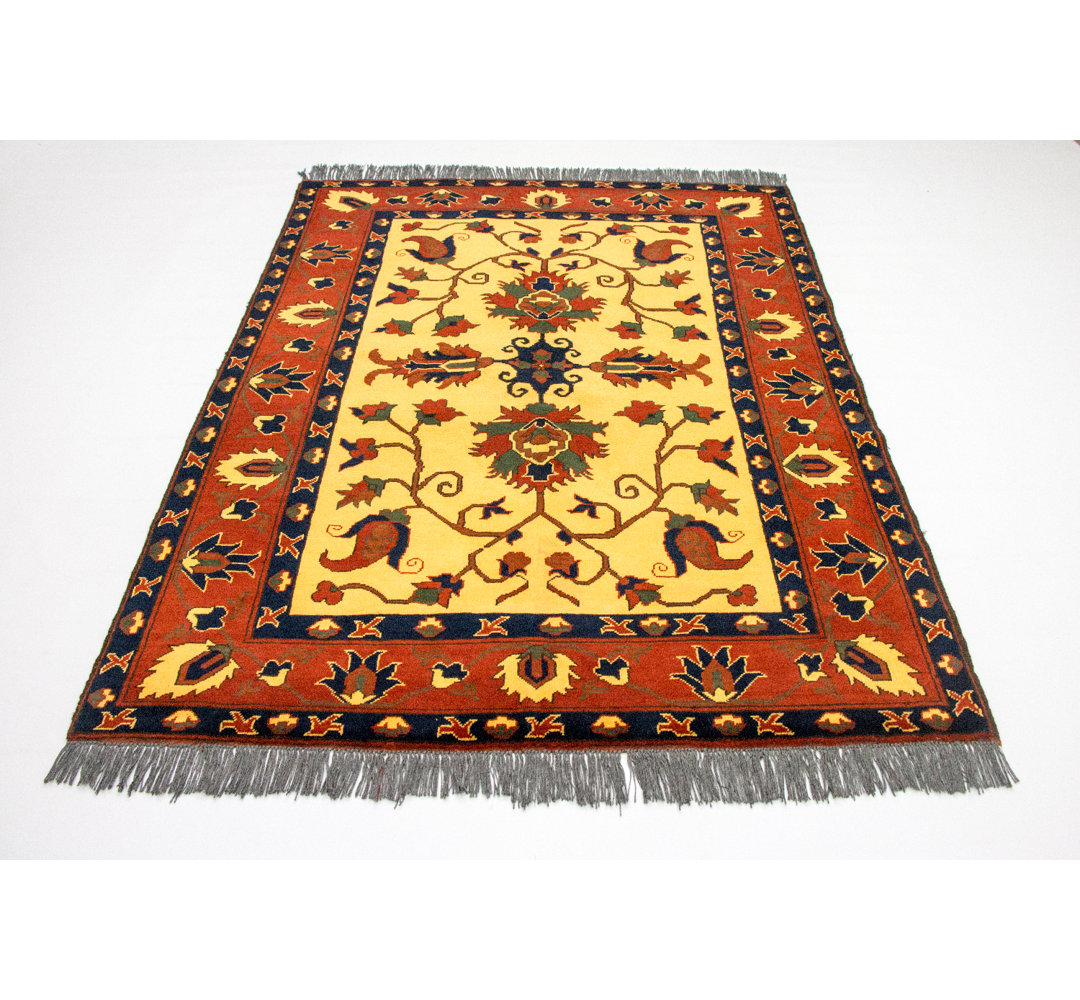 Forelli Hand Hooked Wool Yellow Indoor/Outdoor Rug