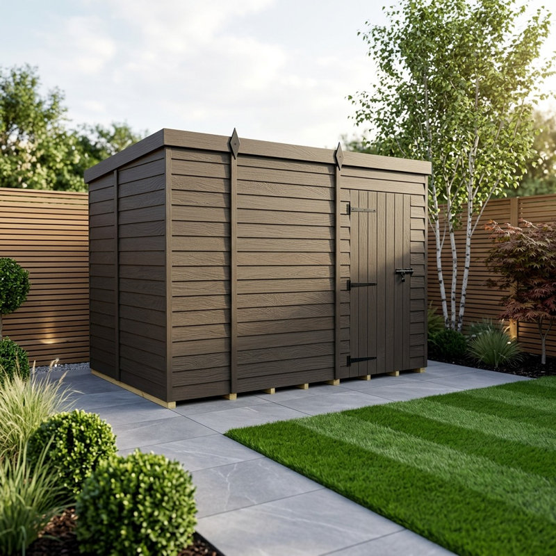 Total Sheds 10ft x 7ft Composite Pent Garden Shed - Single Door - No Windows - EPDM Rubber Roof - UK Manufactured