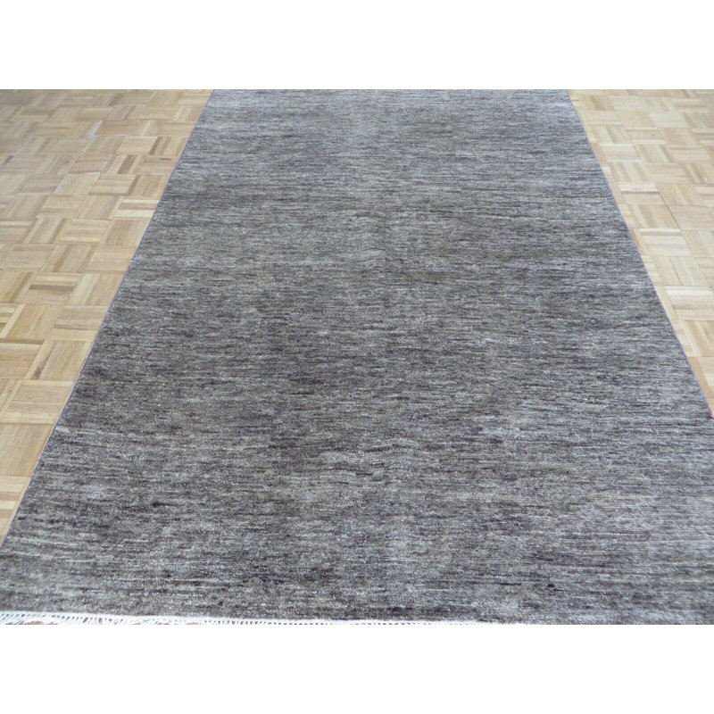 Tapis brun Gabbeh moderne en soie noué à la main 5 pi 11 po x 8 pi 9 po 57775BF463B94EBB8E0D7D190AD3C083