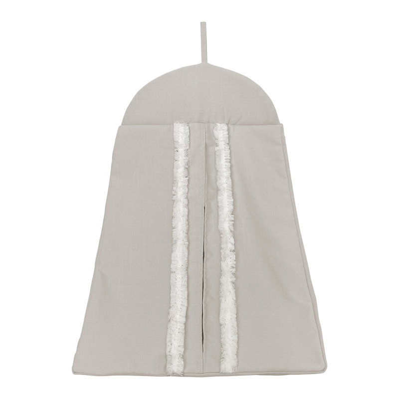 Taupe and Ivory Linen Blend Boho Fringe 4-Piece Crib Bedding Set