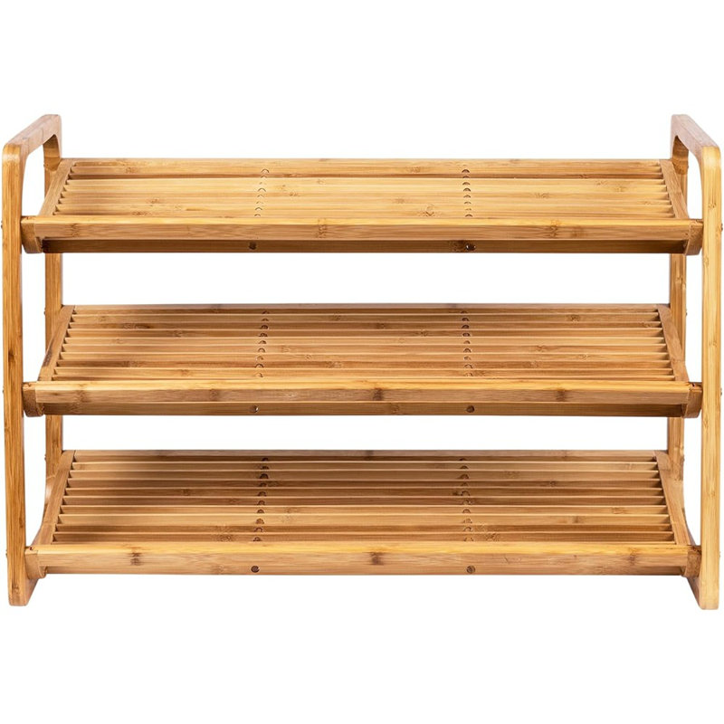 Étagère à chaussures en bambou à 3 niveaux - Range-chaussures en bois naturel pour vestibule, garde-robe et chambre à coucher