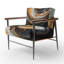 Fauteuil à accoudoirs rembourré à motif spiral liquide et liquide noir et blanc-199800945