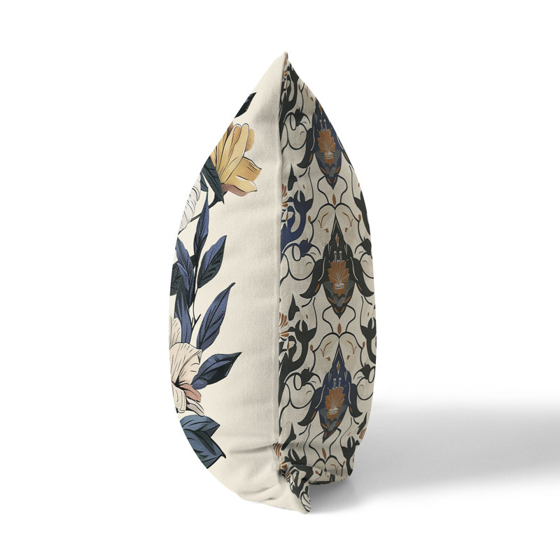 Coussin Divine, Bleu / Beige, H 26 po x l 26 po
