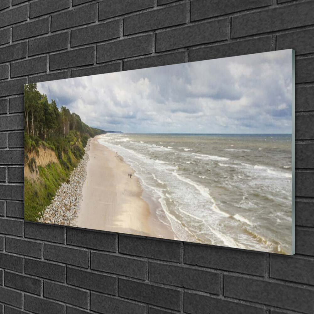 Glasbild Strand Meer Baum Natur