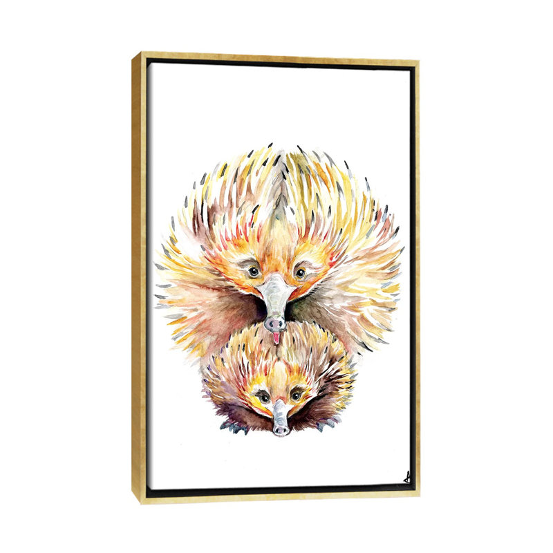 Décoration murale énigmatique Echidnas pour enfants, H 60 po x l 40po x P 1,5 po, Toile encadrée d'or